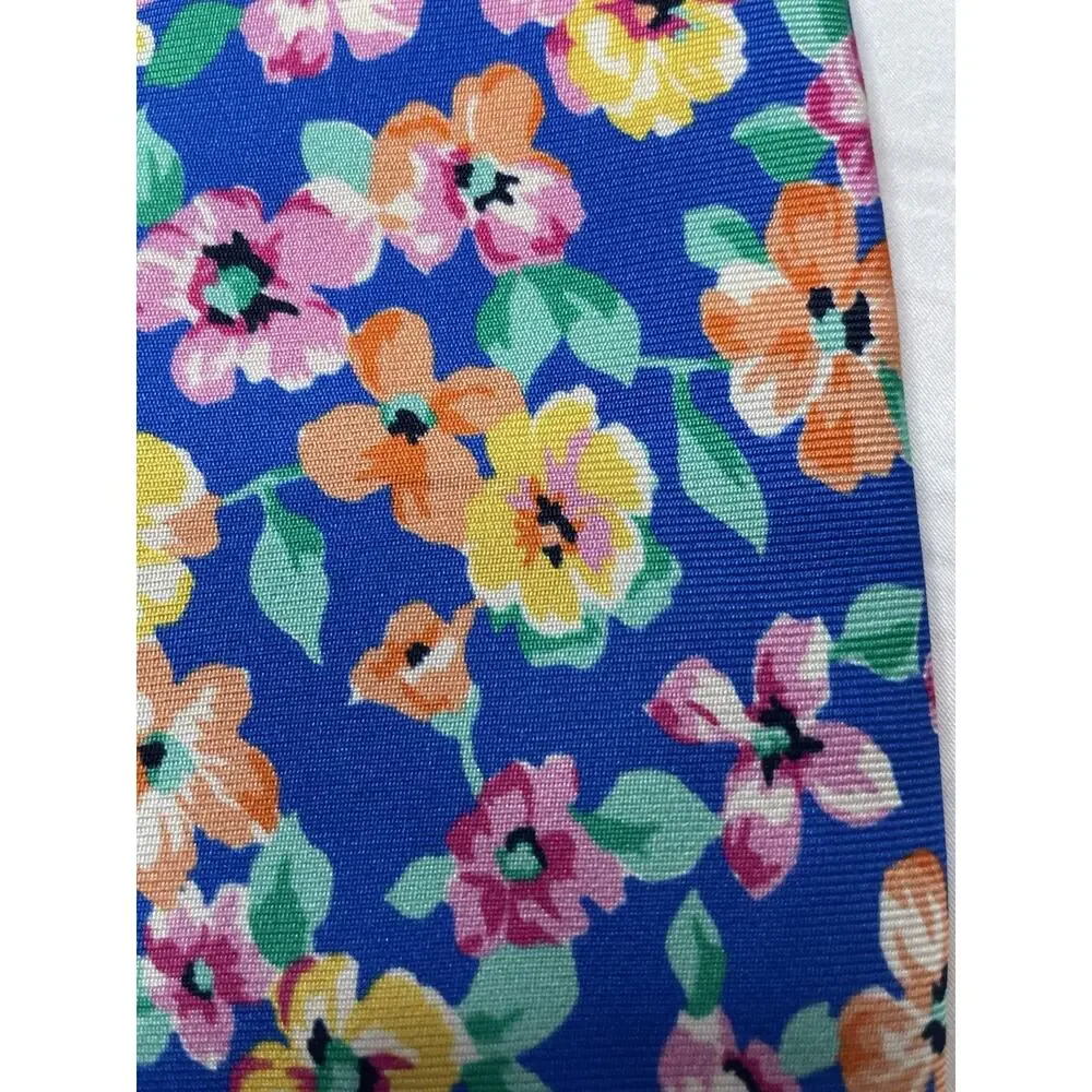 Polo Ralph Lauren Italy 100% Silk Floral Tie Blue Pink Orange Yellow Classic 3.5